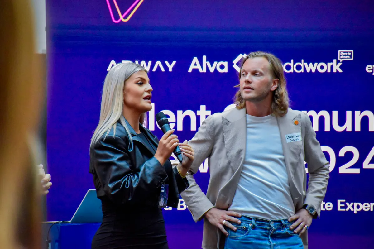 Speakers on stage at Adway and Oddwork's Talent Community Afterwork 2024 event