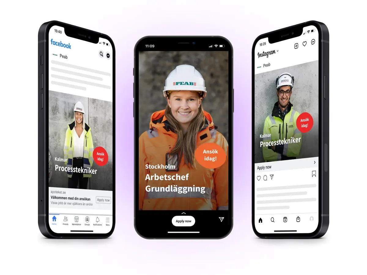 Peab branded recruitment ad campaign created with Adway