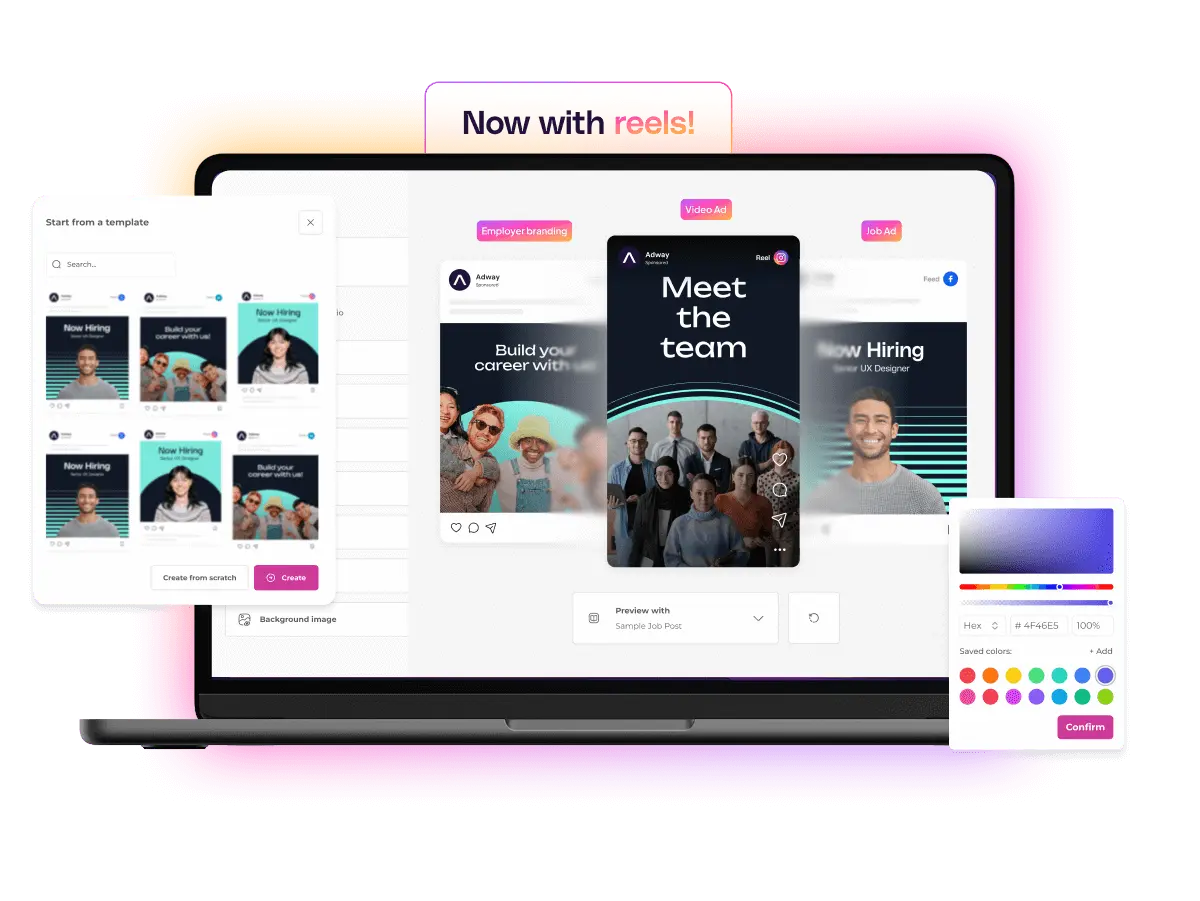 Adway Creative Studio interface for building employer-brand campaigns