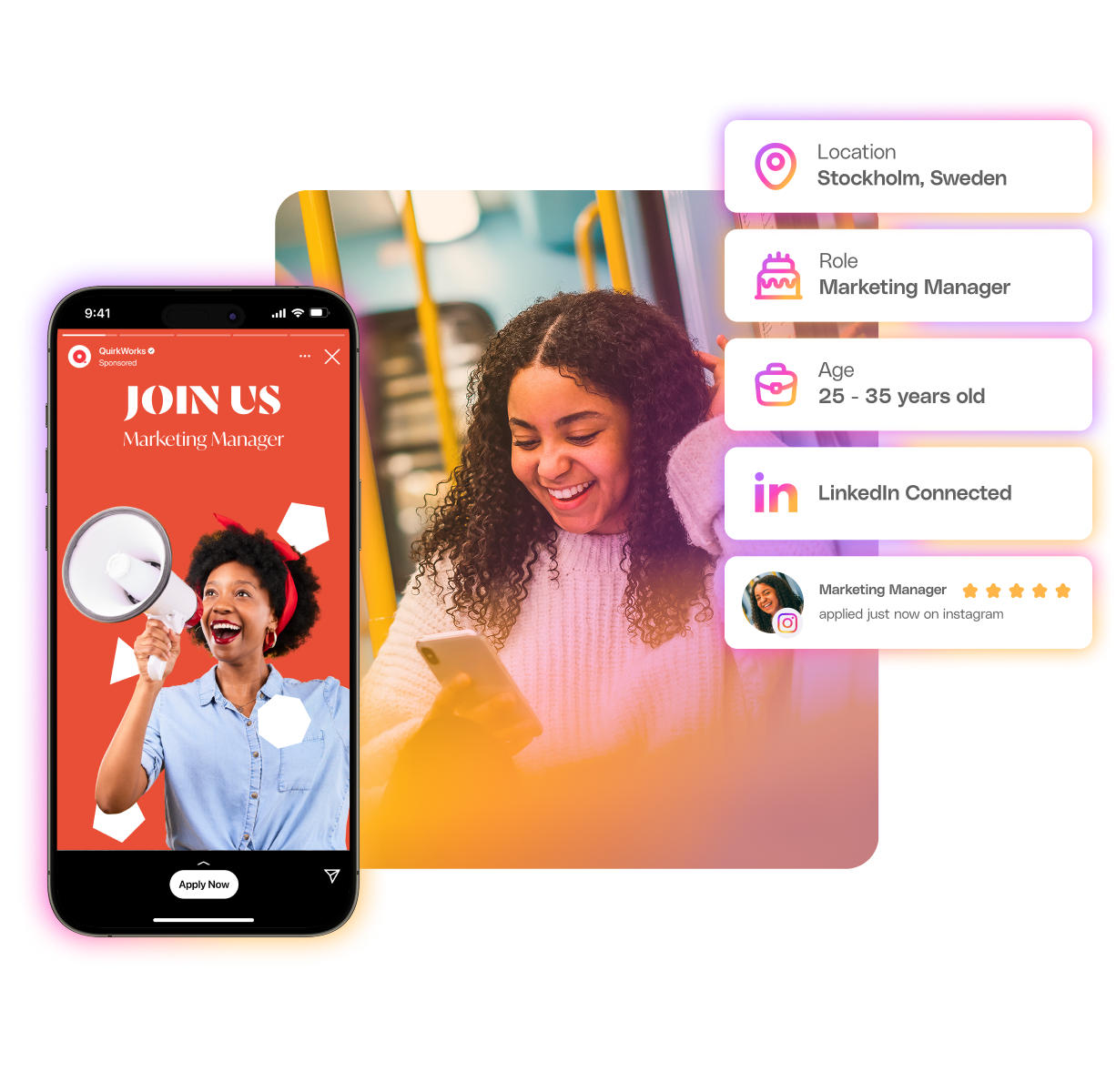 A precision-targeted social job ad reaching the right candidate by role, location, age and platform